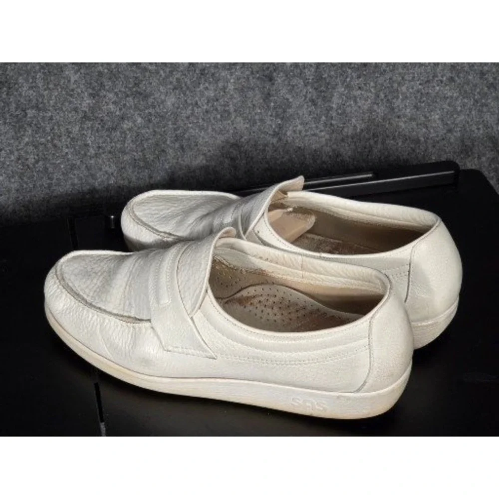 VTG SAS Mens White Leather Penny Loafers Slip On Comfort‎ Shoes USA Casual Work